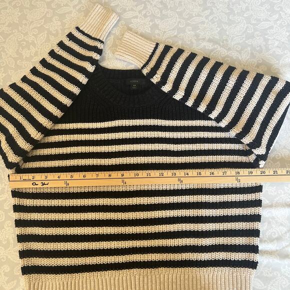 J. Crew Oversized Crewneck Striped Cotton Sweater Navy Black Ivory Size XS - Picture 9 of 10